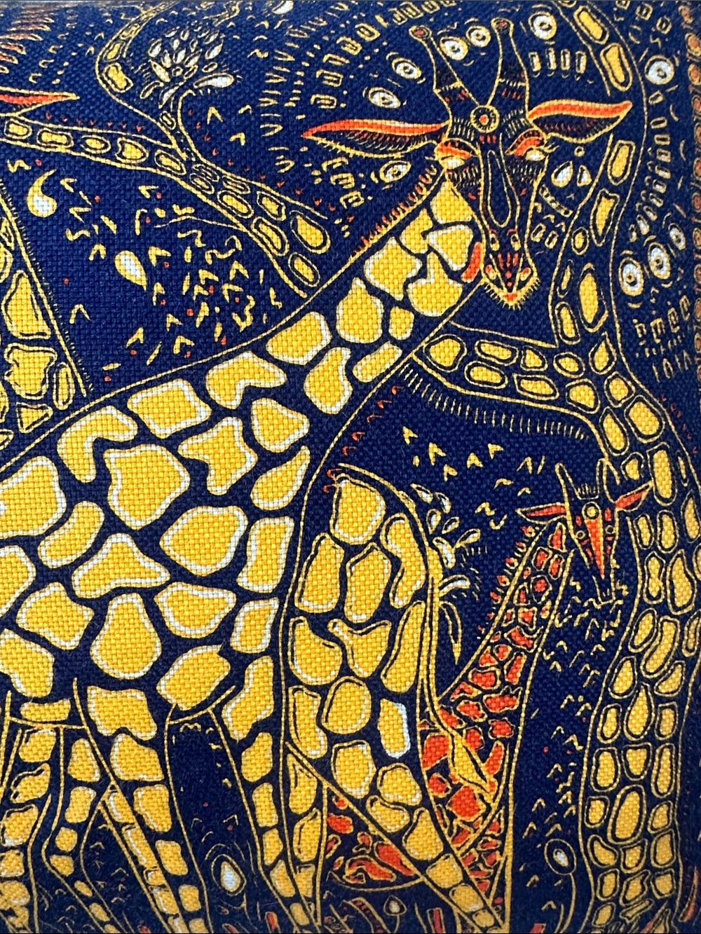 Dior Navy & Yellow Giraffe Accent Pillow with a Pop of Orange Like New - Picture 2 of 14